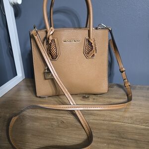 Michael Kors Mercer Medium Pebbled and Embossed Leather Accordion Crossbody Bag